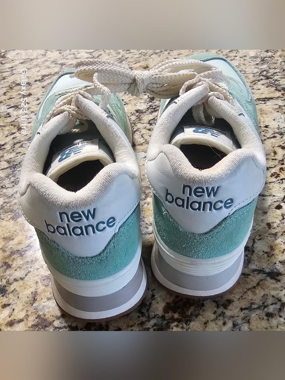 New Balance 574 sneakers, featuring a distinctive seafoam green suede upper 6.5 - Picture 6 of 11
